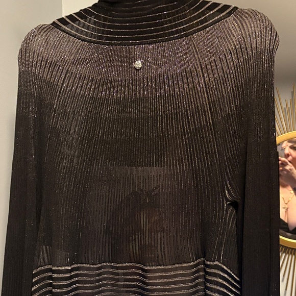 Escada Elegant Black and Silver Sparkly sheer Knit Open Cardigan, NWOT size 40 - Picture 7 of 11
